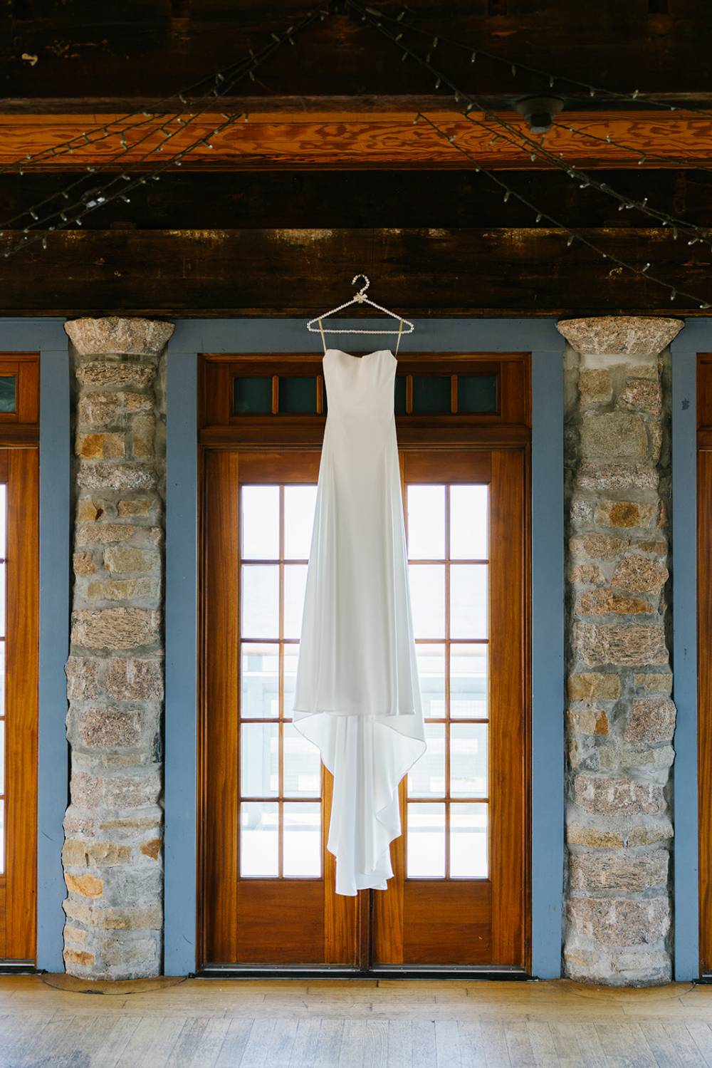 strapless satin wedding dress coastal rhode island wedding