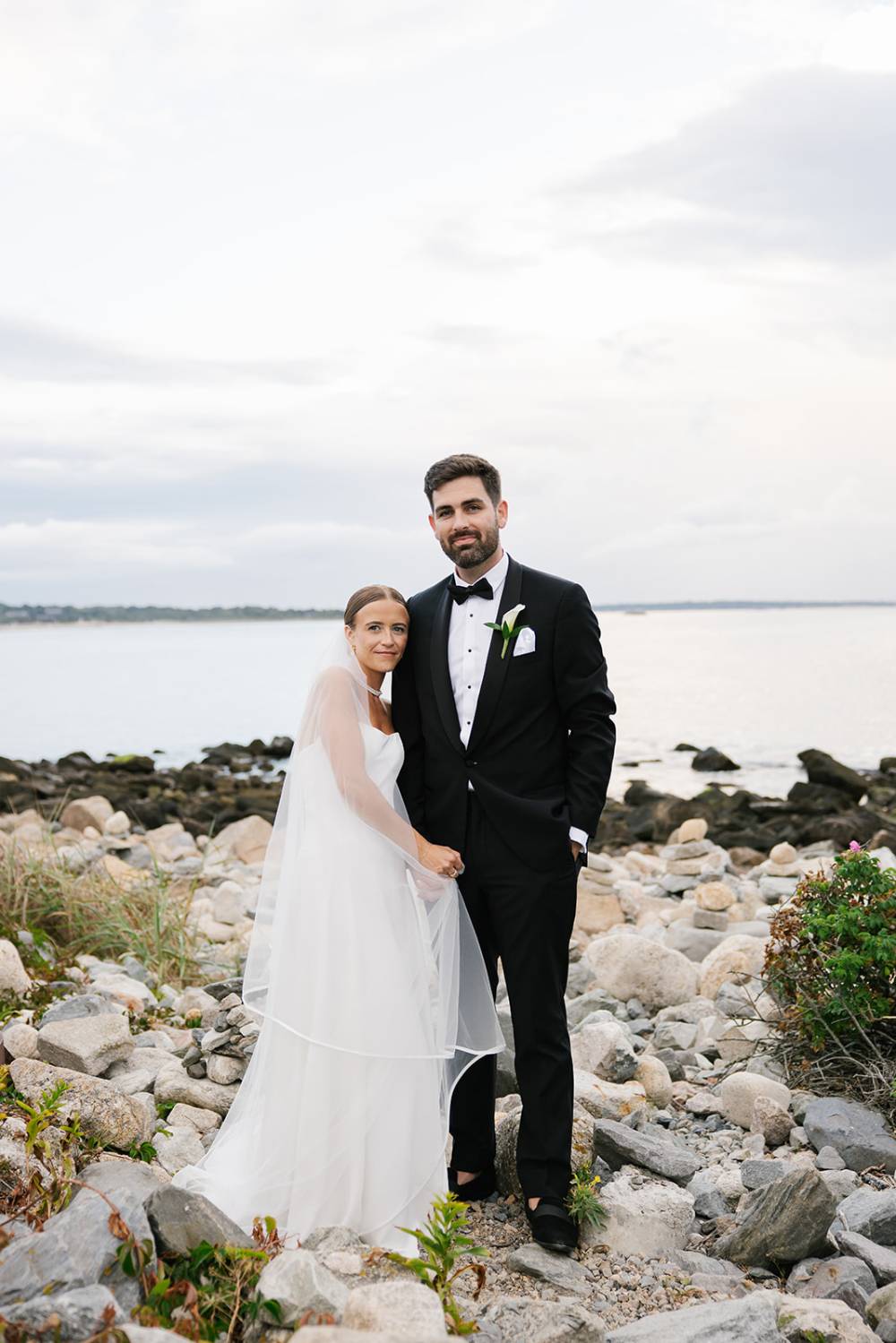 strapless satin wedding dress coastal rhode island wedding