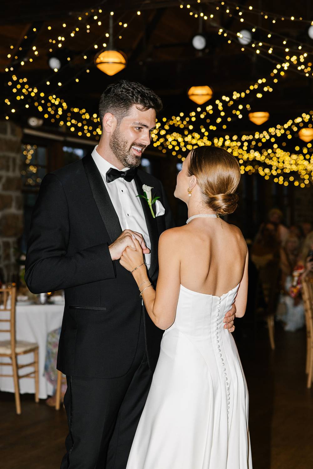 strapless satin wedding dress coastal rhode island wedding