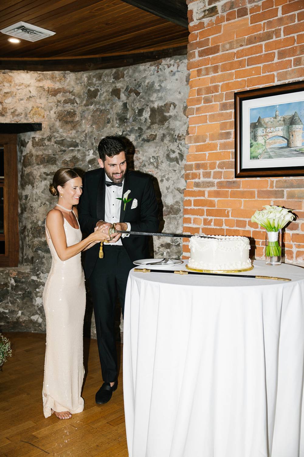 strapless satin wedding dress coastal rhode island wedding