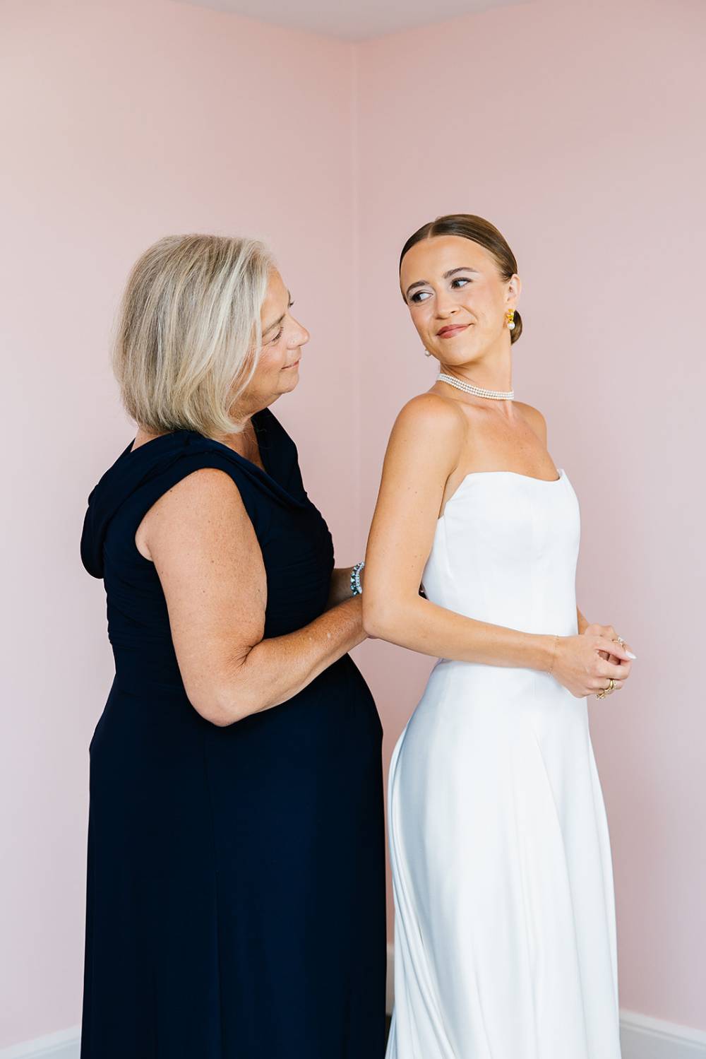 strapless satin wedding dress coastal rhode island wedding