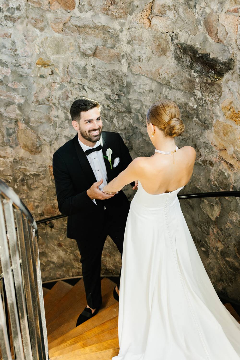 strapless satin wedding dress coastal rhode island wedding