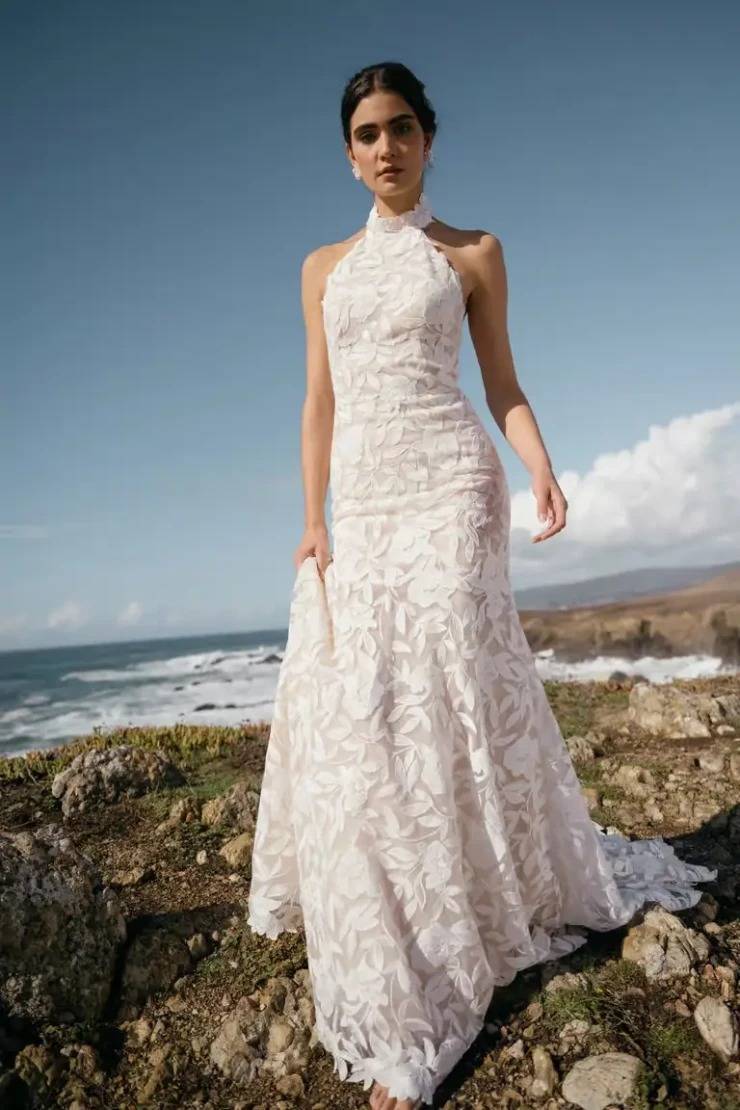 high neckline wedding dress by jenny yoo