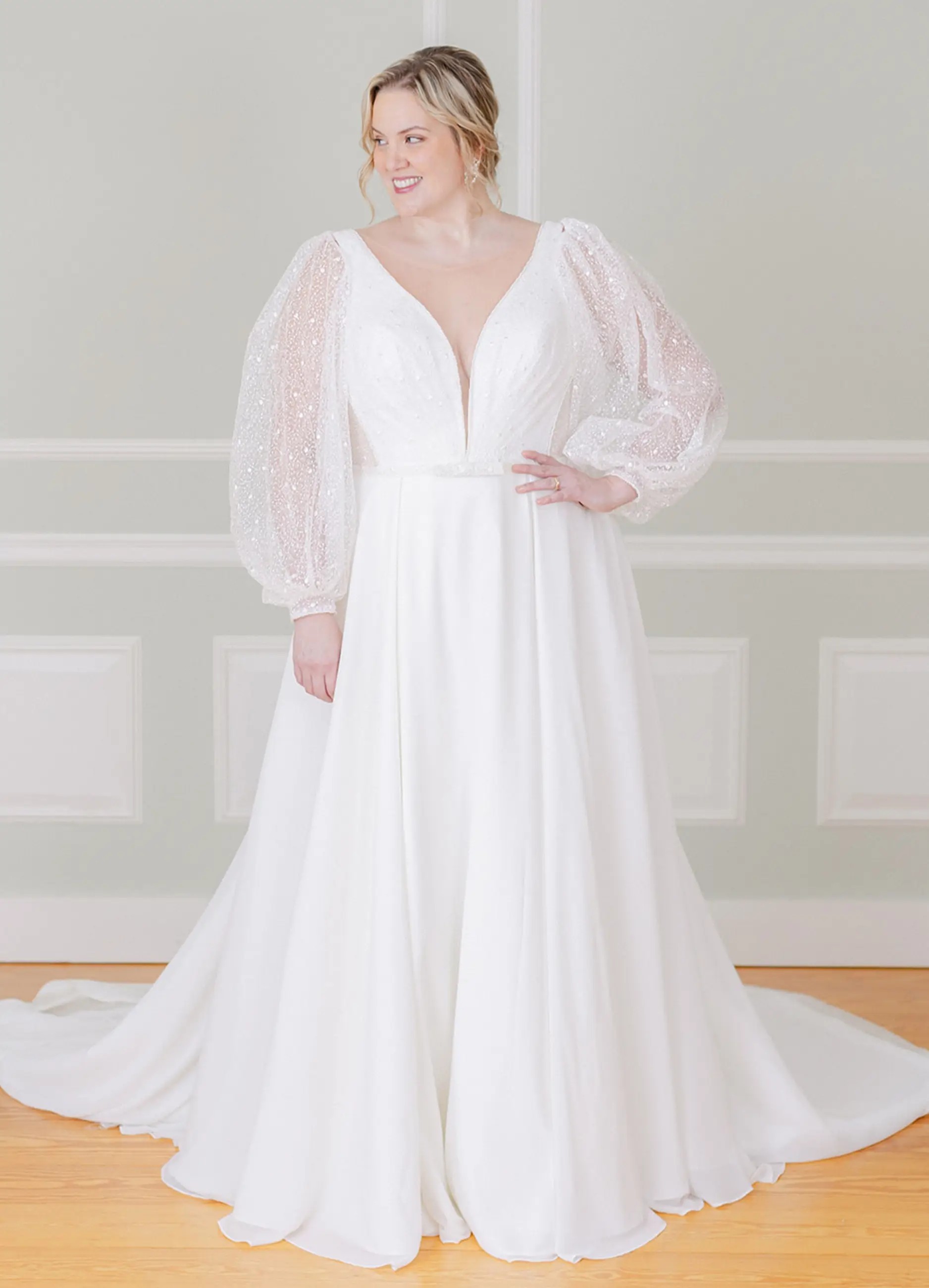 Buy Marvellous Off White Net Wedding Gown | Inddus.com.