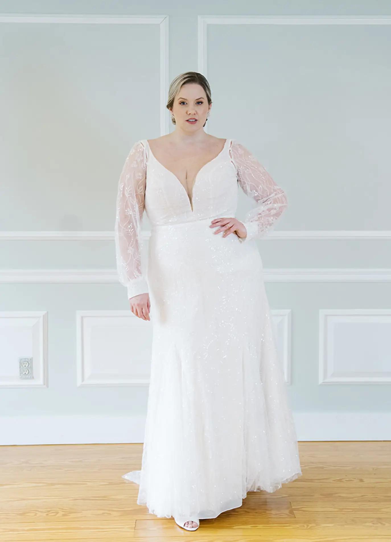 Model wearing a Plus Size Collection Gown