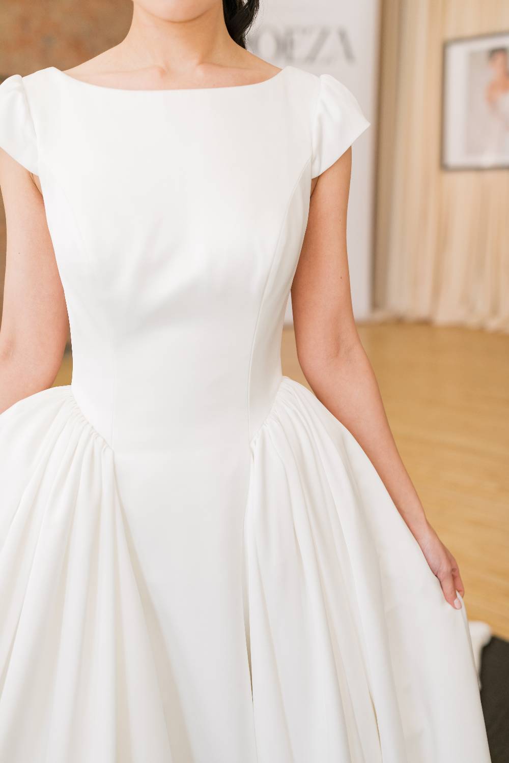 cap sleeve modest wedding dress by proenza