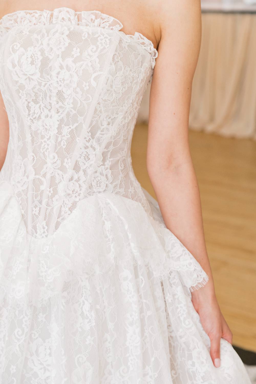 lace ruffles wedding dress by proenza