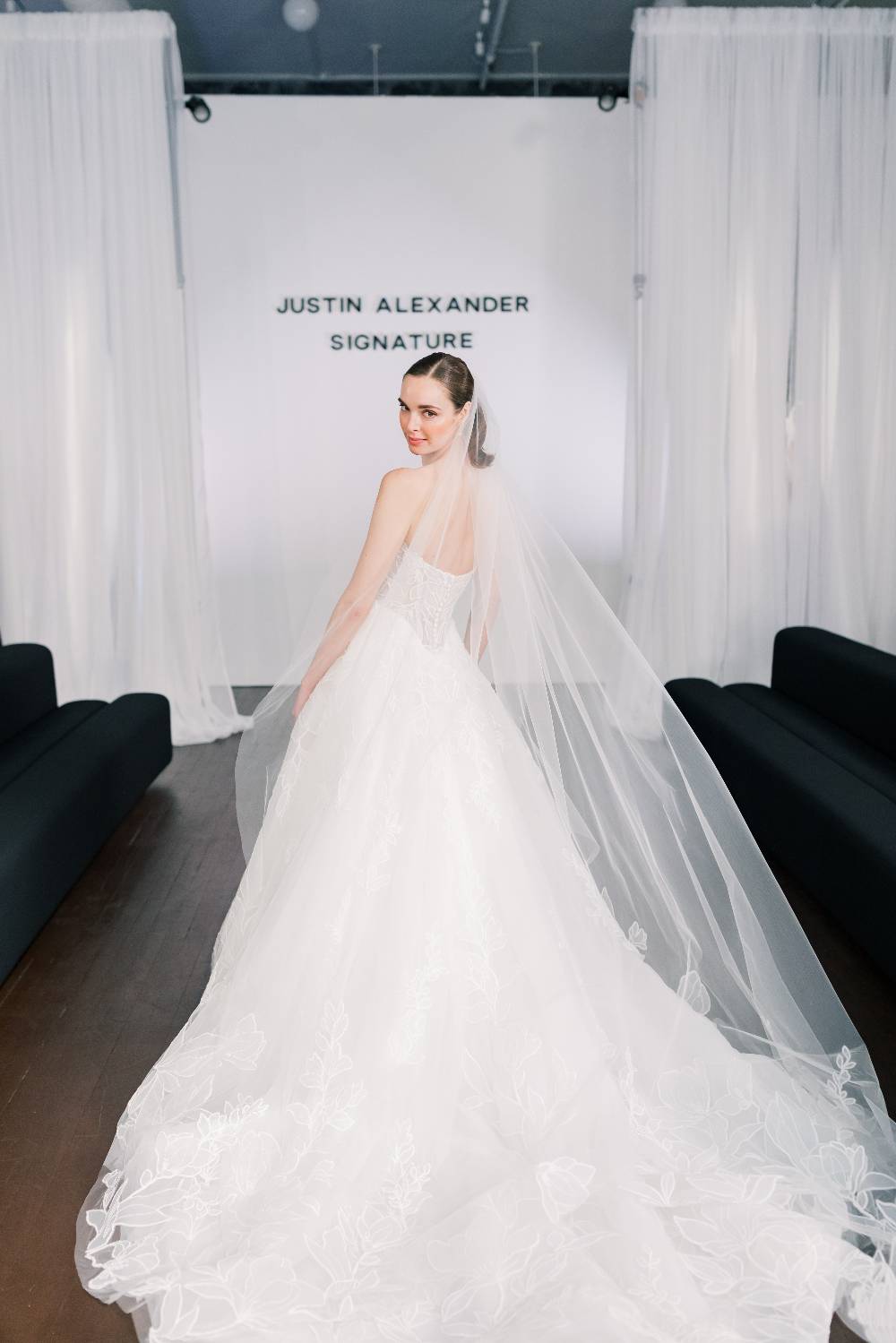 oversized floral bridal dress justin alexander