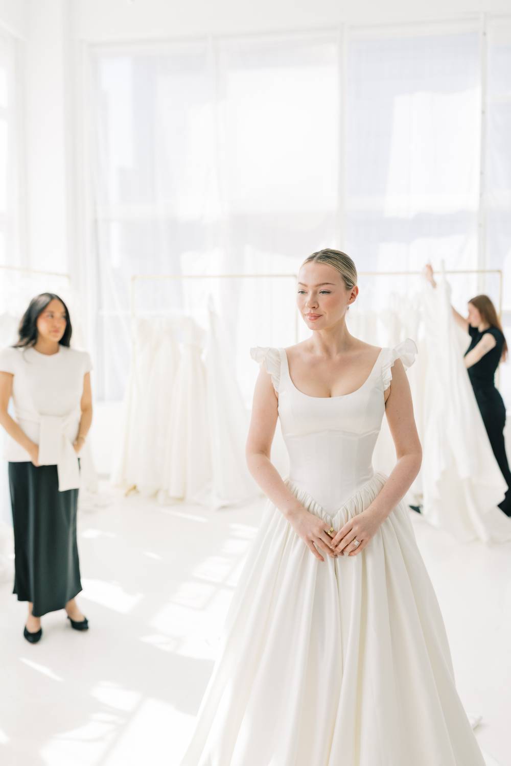 ruffle straps wedding dress by trish peng