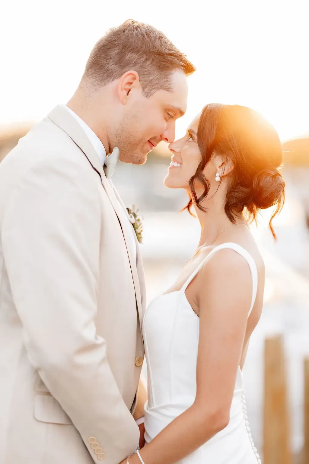 Bailey's Waterfront Newport Wedding in a Sleek Low-Back Kelly Faetanini Gown. Desktop Image