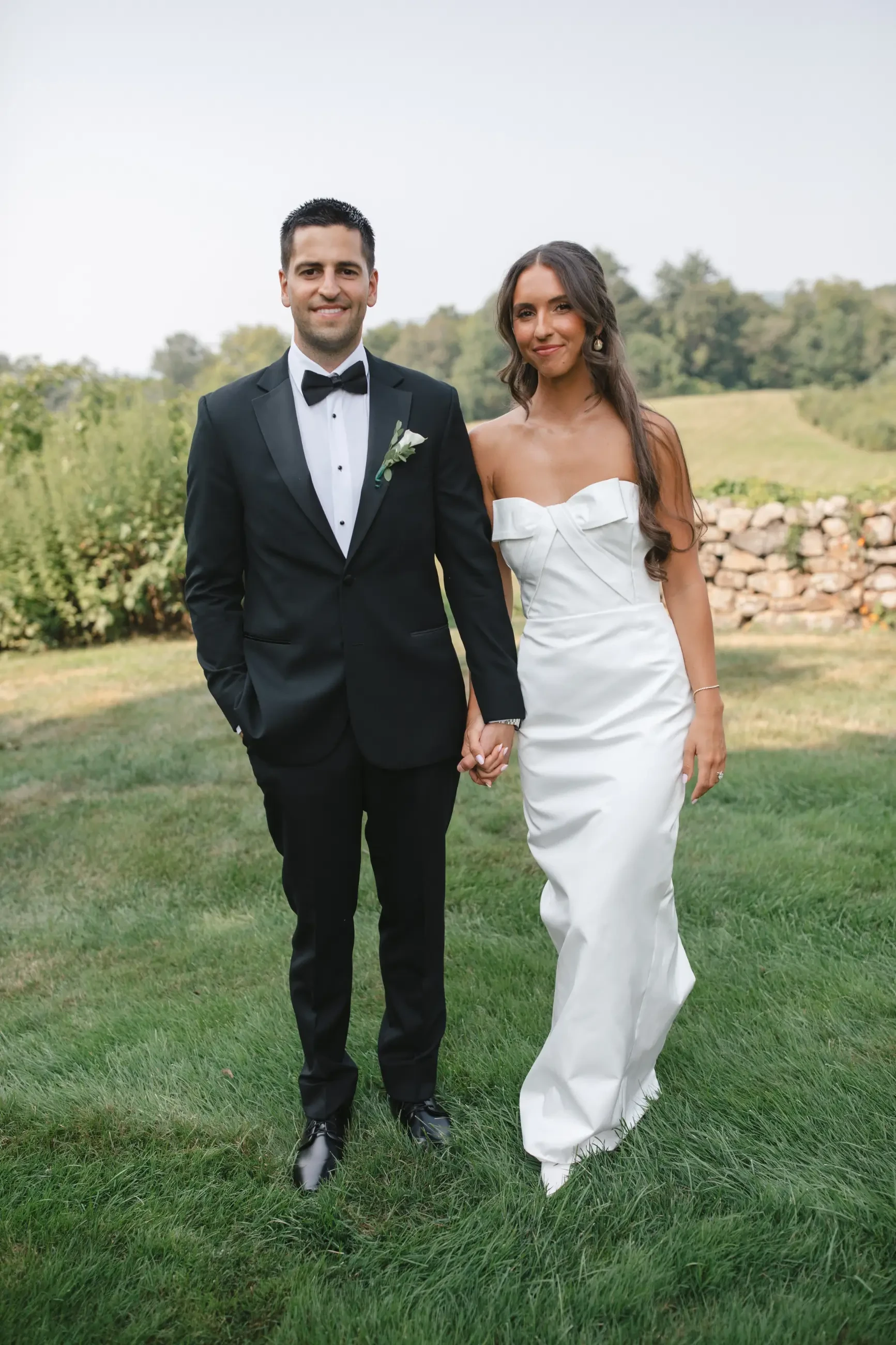 Olivia’s Elegant Rhode Island Celebration in a Custom Minimalist Strapless Wedding Dress. Mobile Image