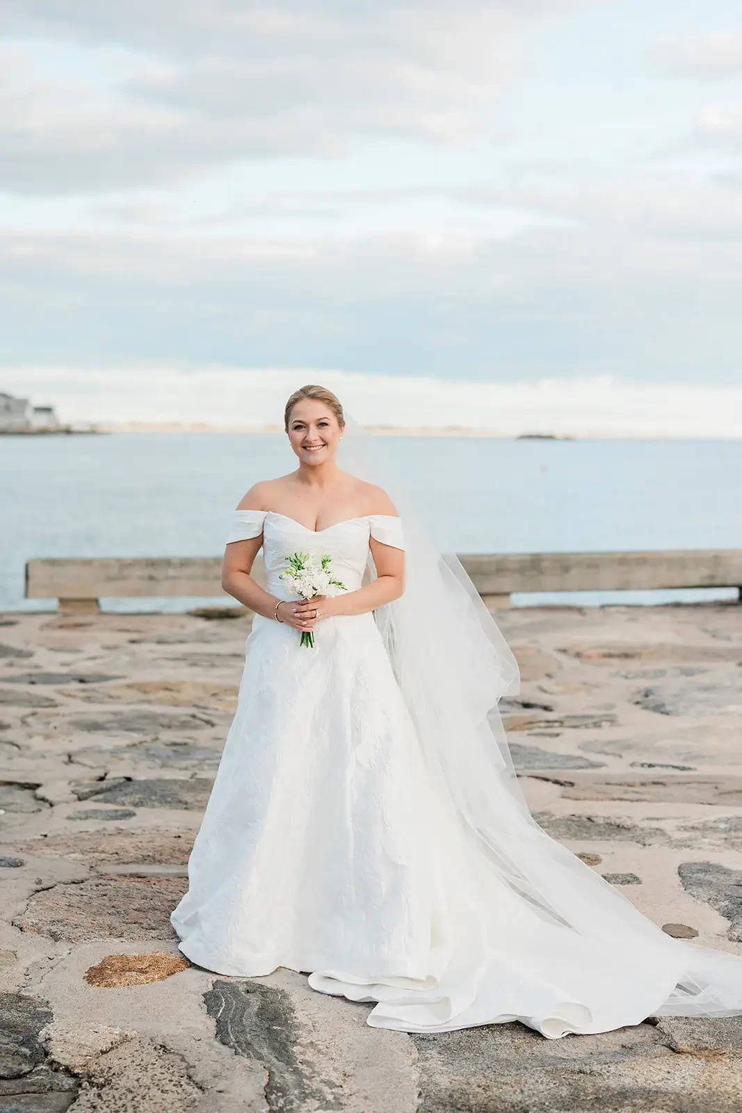 Elena’s Elegant Oceanside Wedding in a Floral Jacquard 3-in-1 Jenny Yoo Dress. Mobile Image