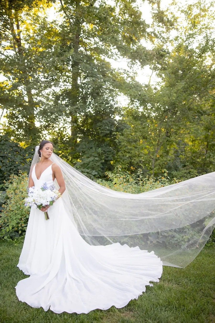 Classic Jacquard Wedding Dress with Straps Connecticut Wedding