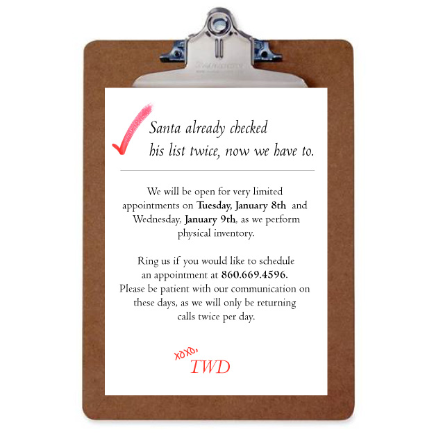 January 8 &amp; 9: Limited appointments during Inventory Days!. Desktop Image