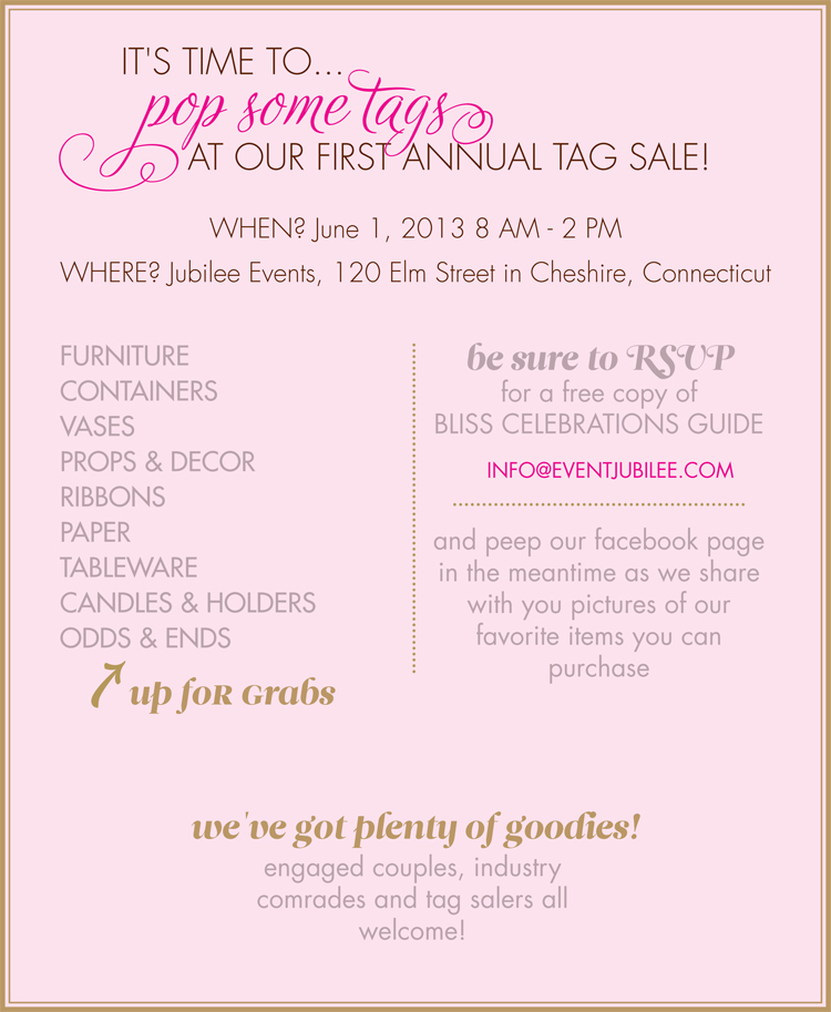 Tag Sale at Jubilee Events. Desktop Image