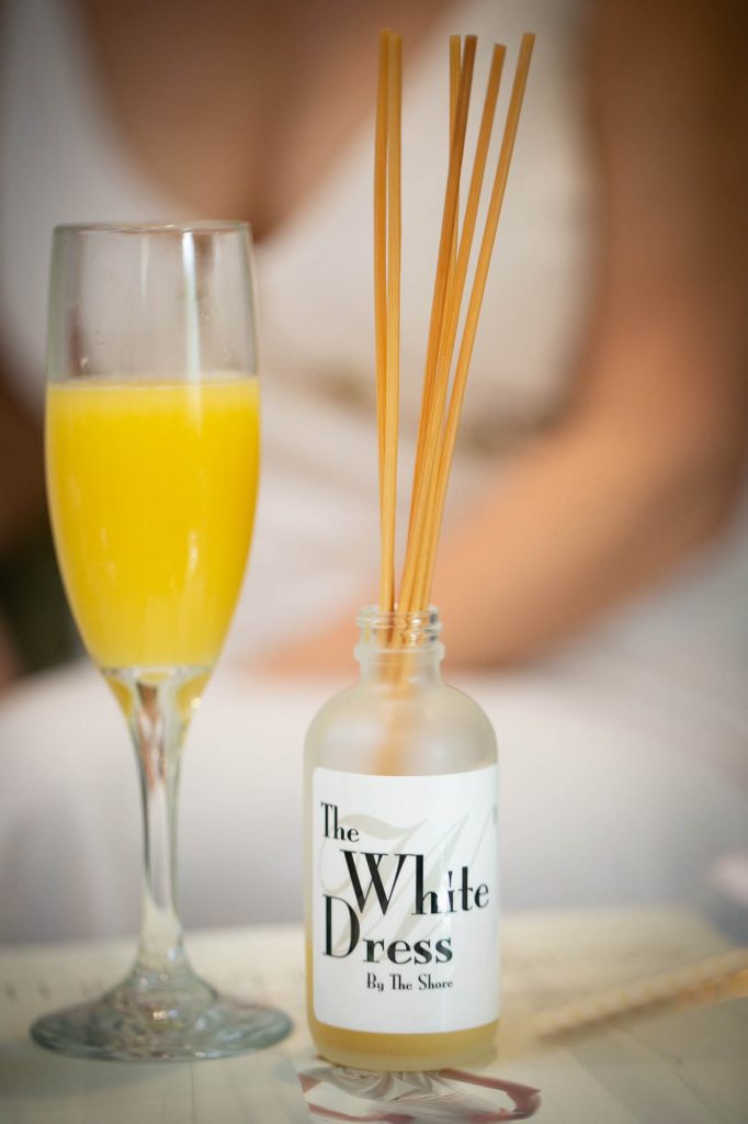 Mimosas in The White Dress by the shore