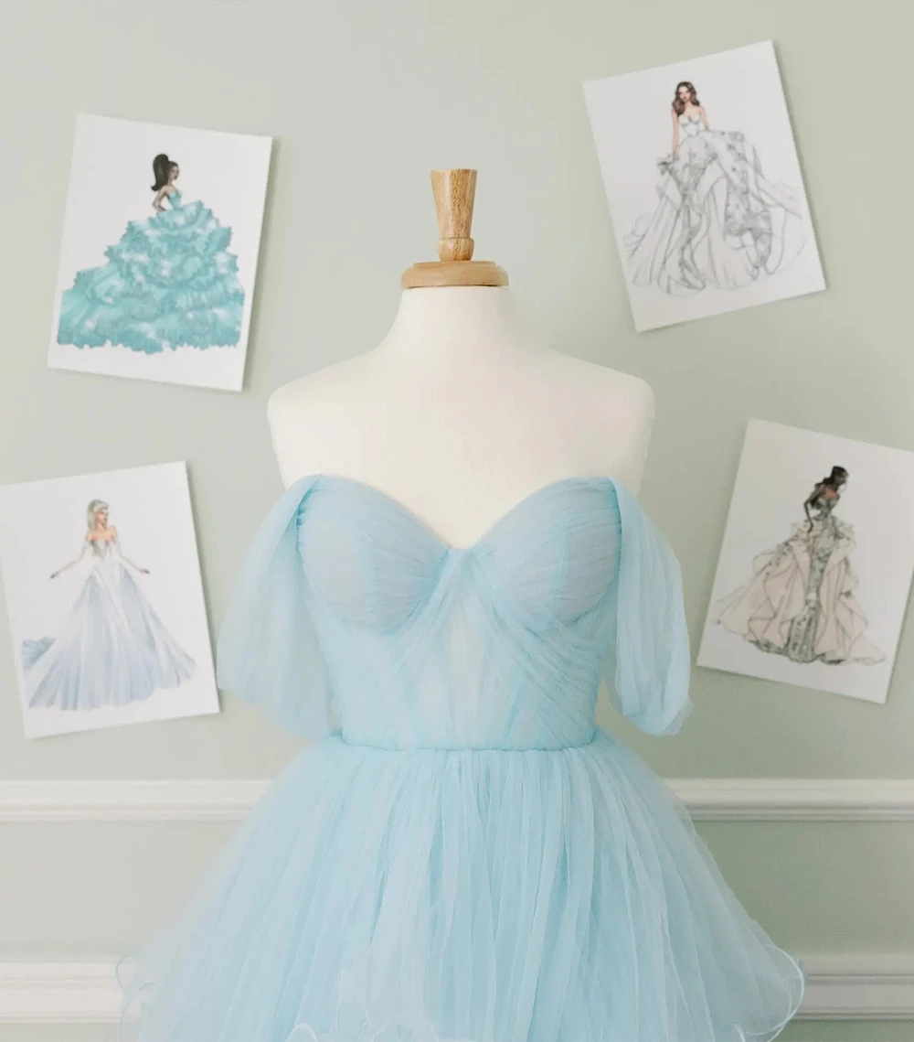 Model wearing a bridal white gown