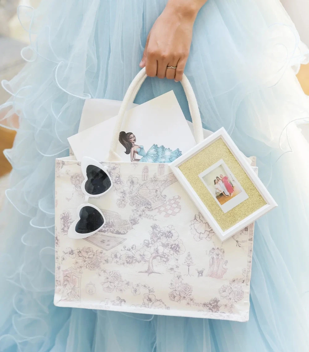 Model wearing a bridal white gown