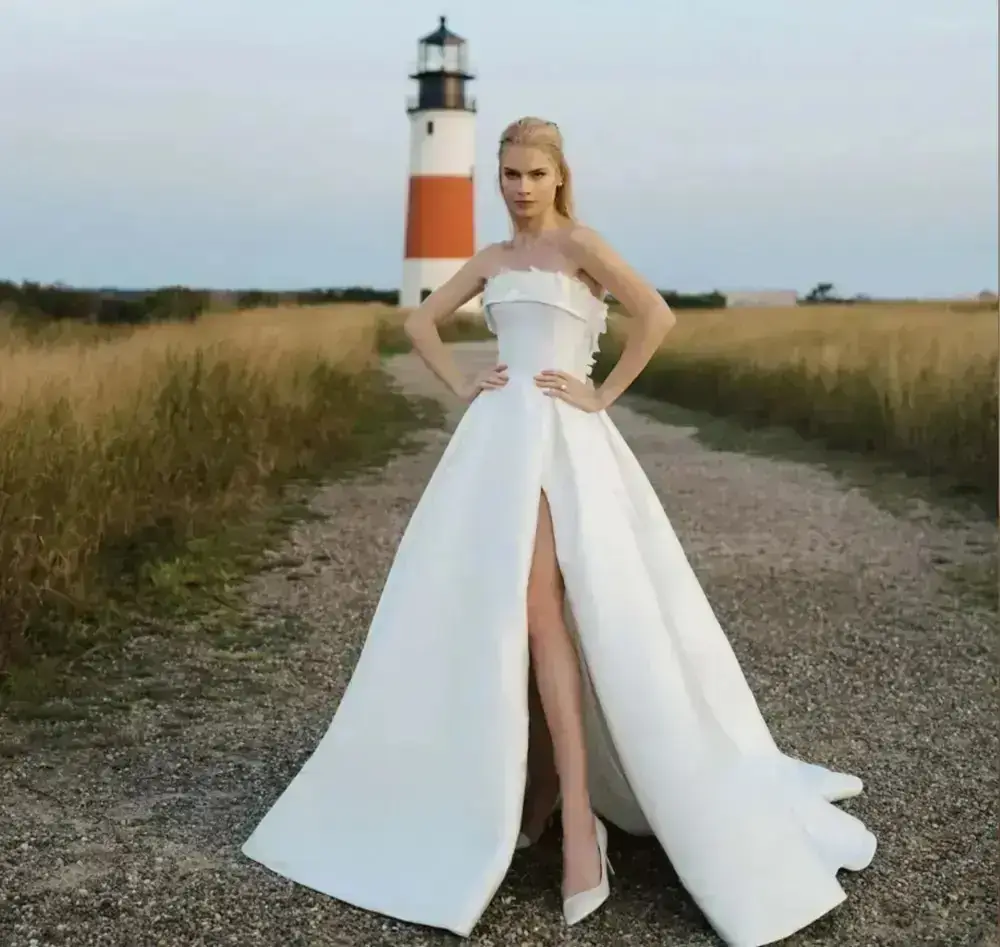 Model wearing a ballgown wedding gown