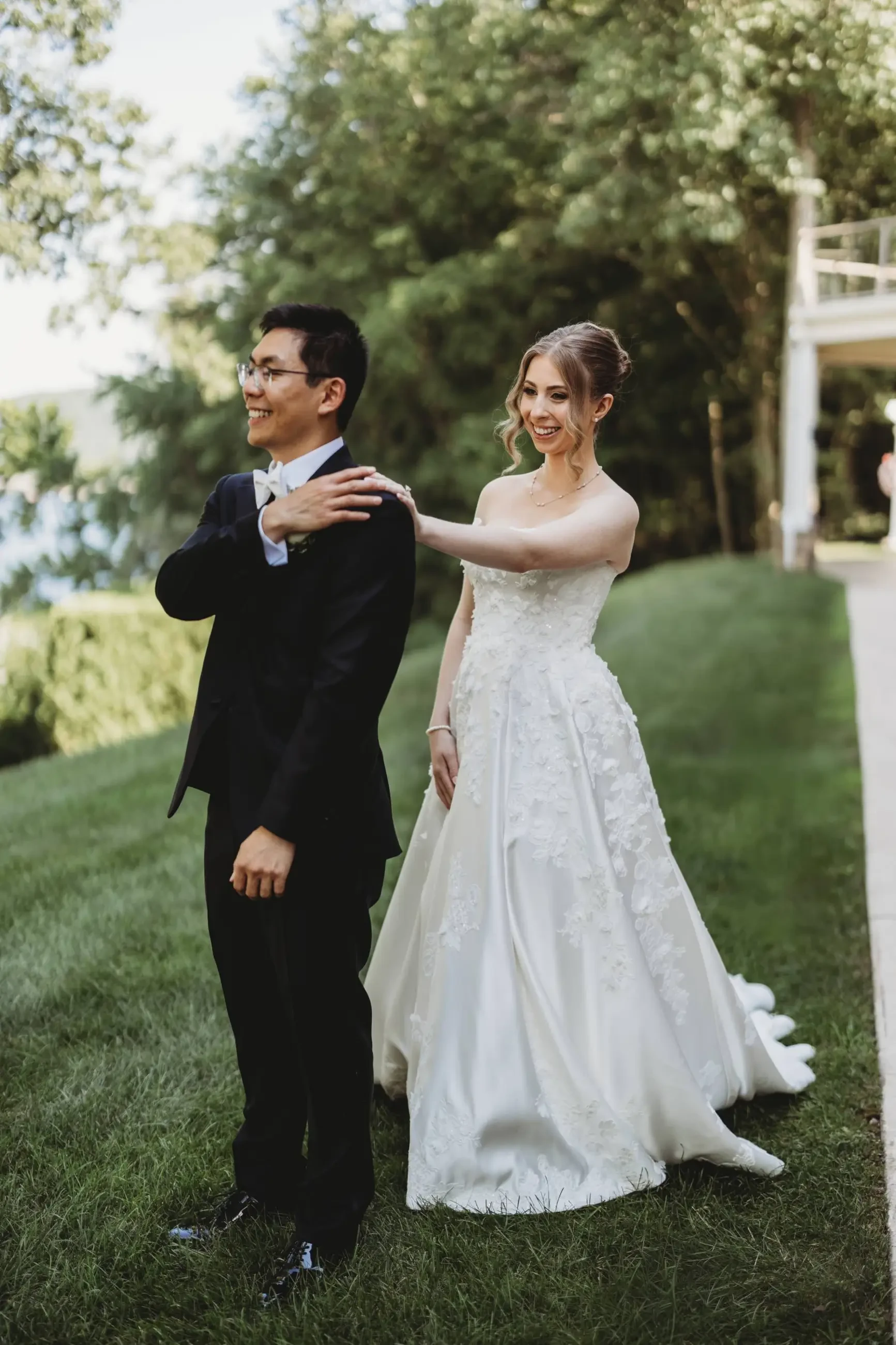 White Dress by the Shore Real Bride Image