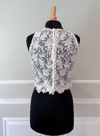 The Pearl Button Floral Sleeveless Lace Topper $1 Ivory thumbnail
