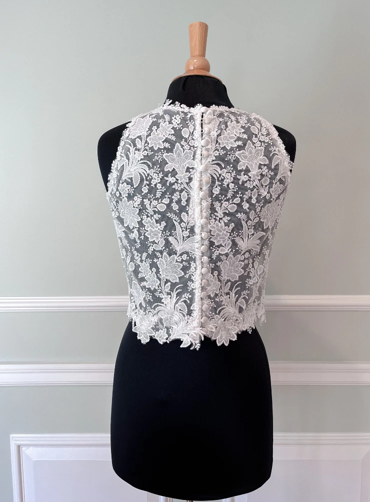 The Pearl Button Floral Sleeveless Lace Topper #1 Ivory picture