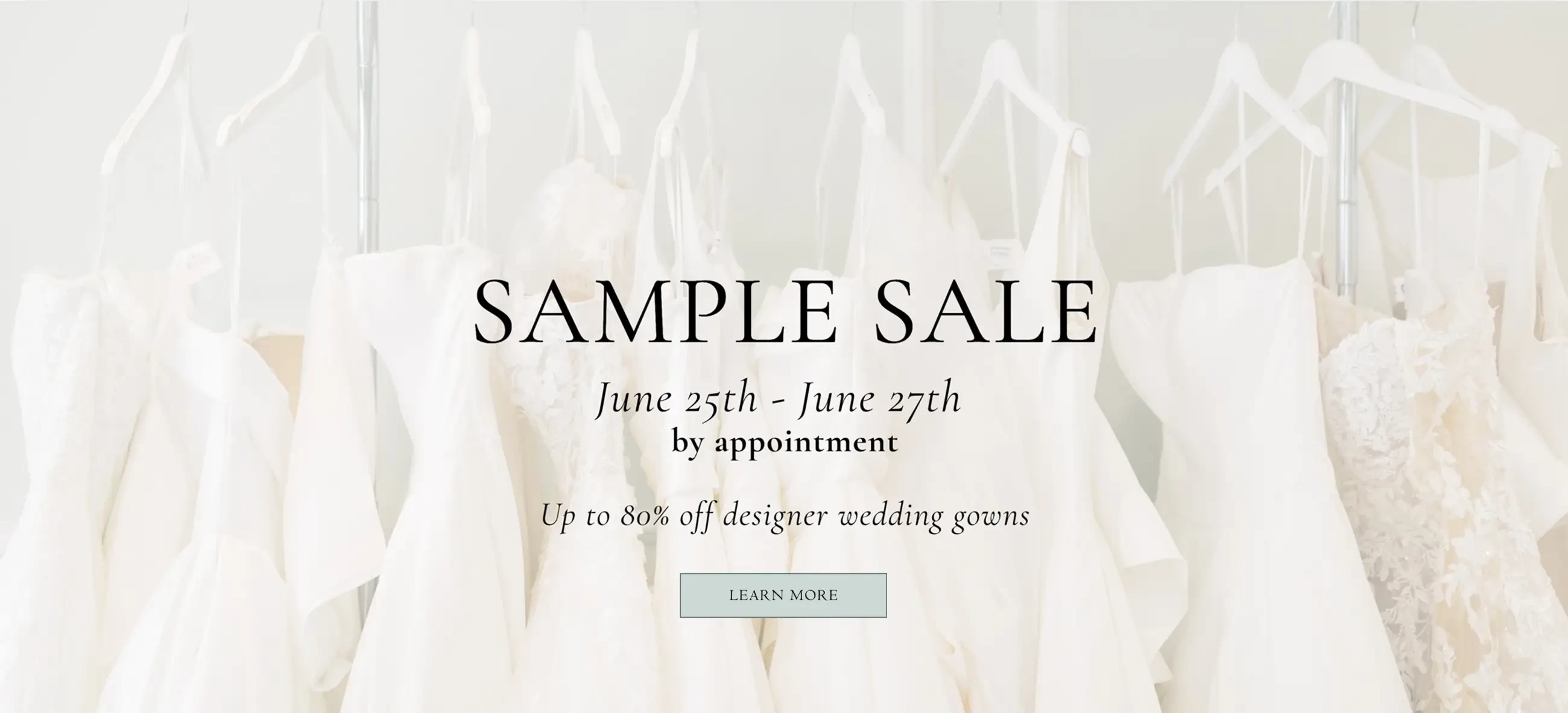 Sample Sale at The White Dress by the Shore - desktop banner