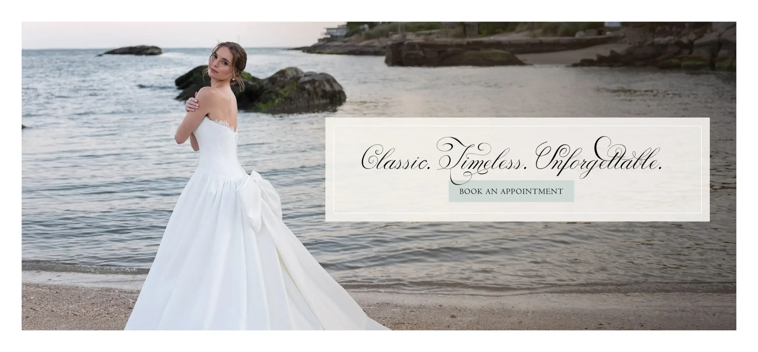 The White Dress by the Shore Homepage banner for desktop