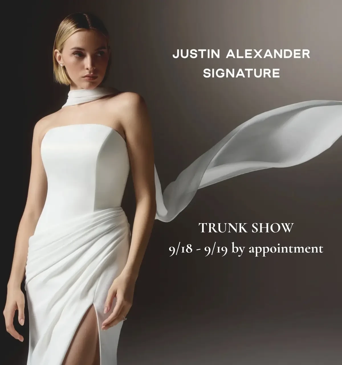 Justin Alexander Signature Trunk Show mobile banner
